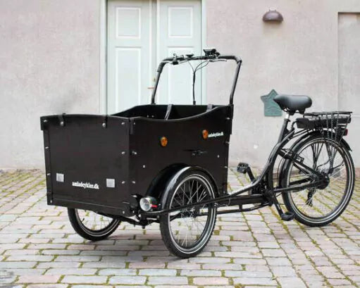 AMCargoBikes Deluxe Tadpole Cargo Electric Tricycle – Black