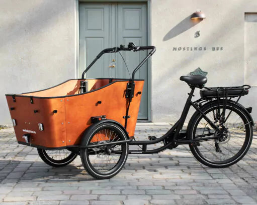 AMCargoBikes Ultimate Harmony Cargo Electric Tricycle – Black/Woodgrain – Updated Model